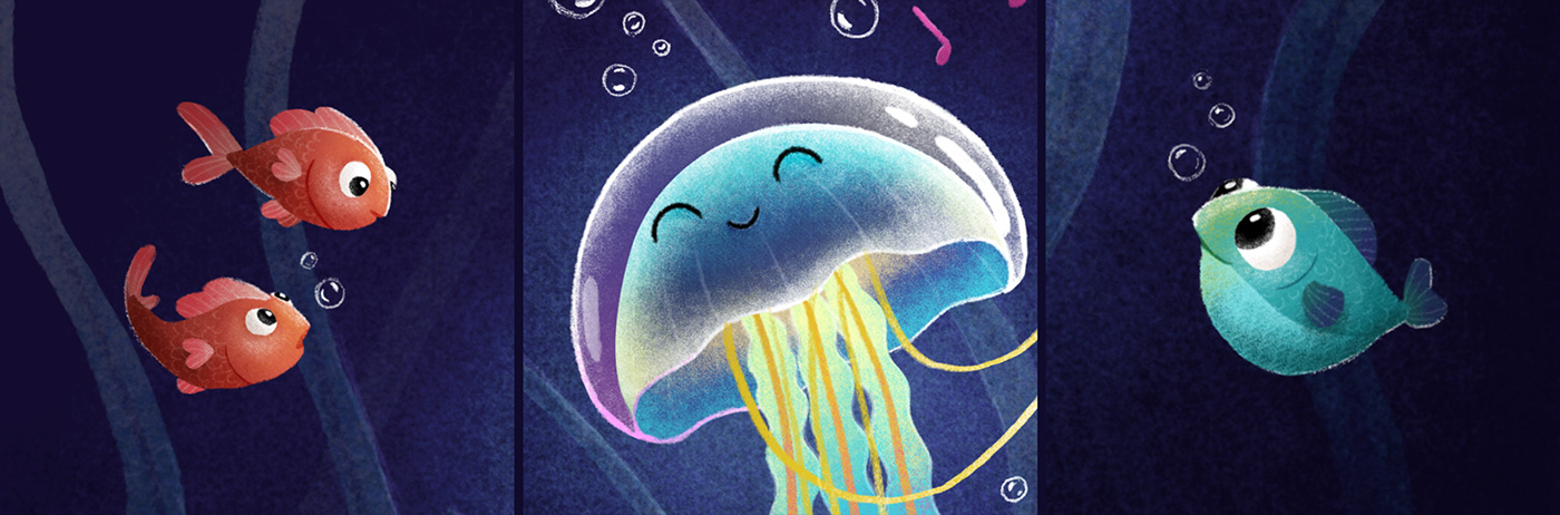 Character design  Digital Art  fish ILLUSTRATION  jellyfish Ocean octopus sea starfish underwater