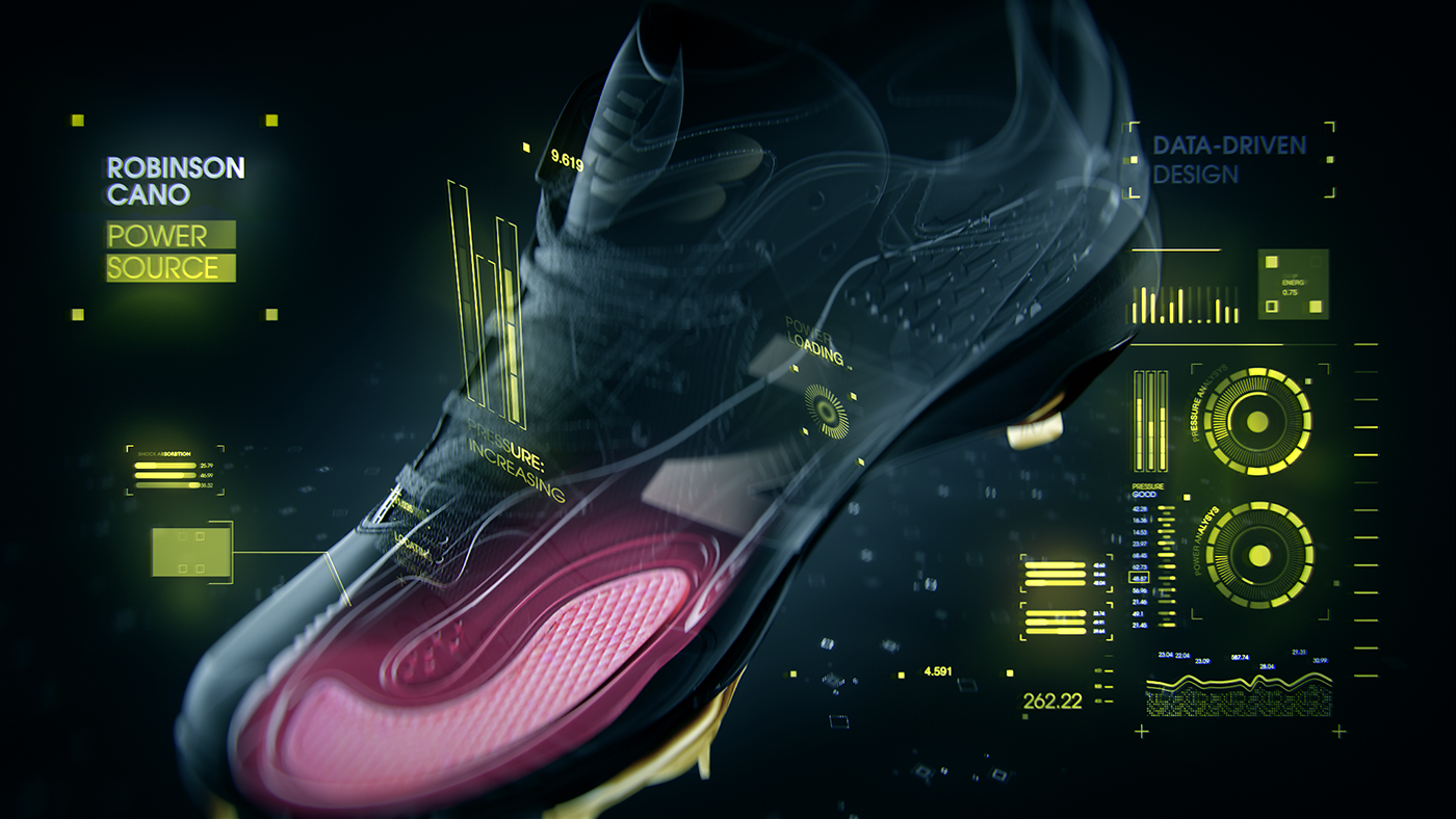 new sneaker simulation particles design 3D motion Transformation running shoes New Balance Hexagons