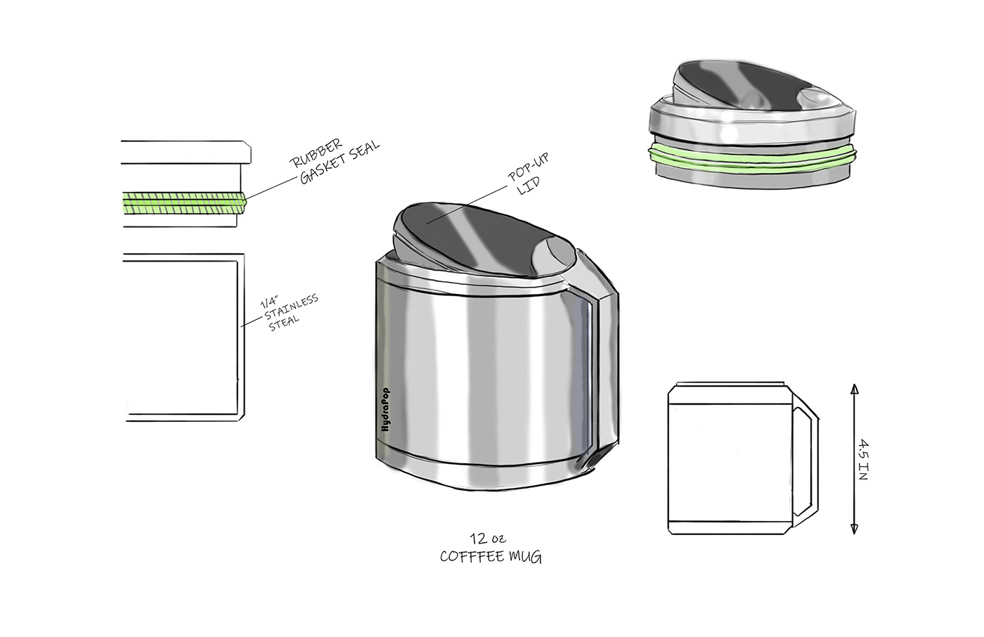 product design  Drawing  sketch photoshop waterbottle