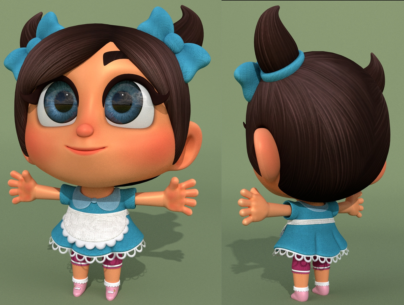 cartoon Character girl child kid nice cute human dress