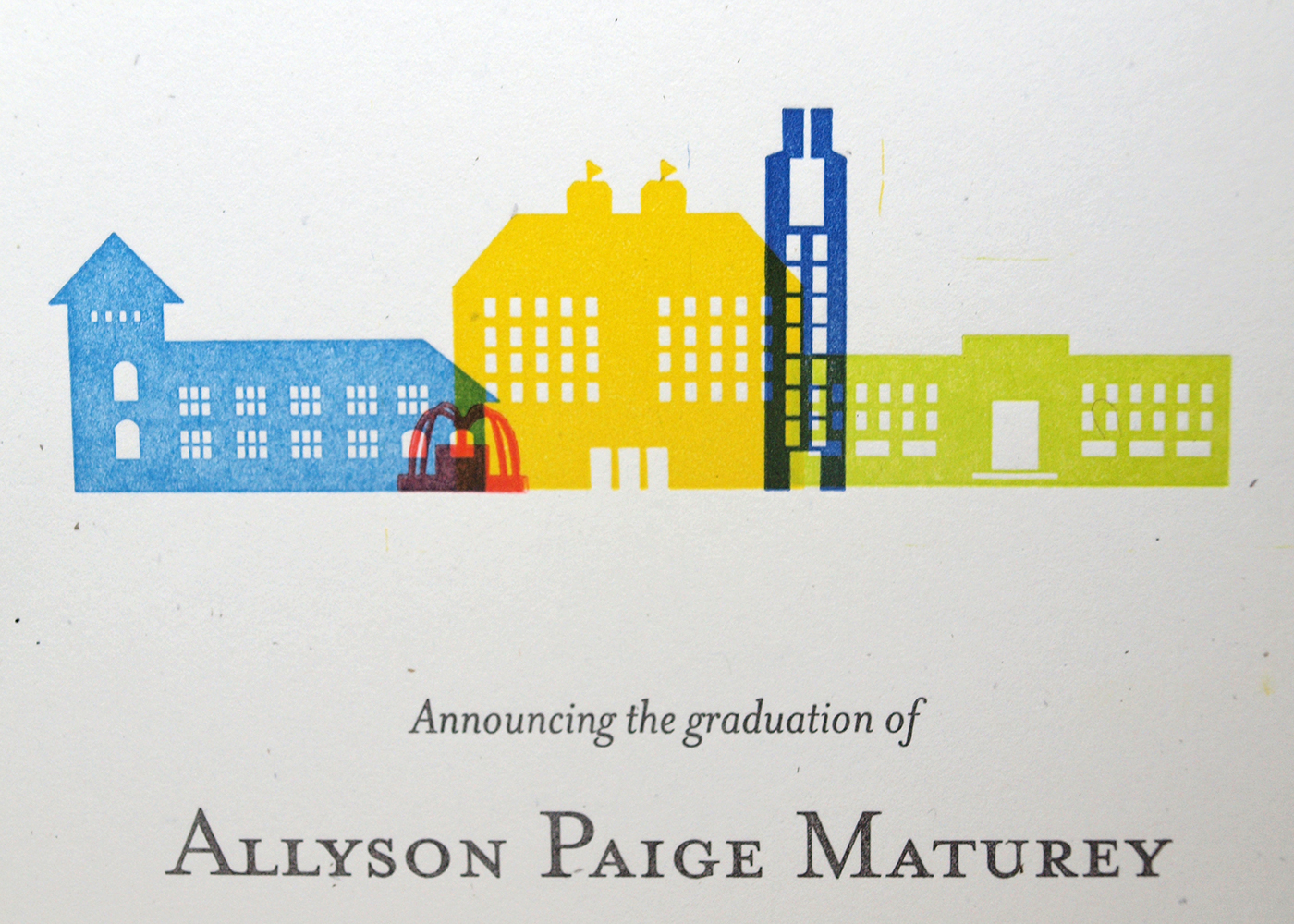 Adobe Portfolio letterpress wood block type polymer plates university of kansas graduation announcement cards