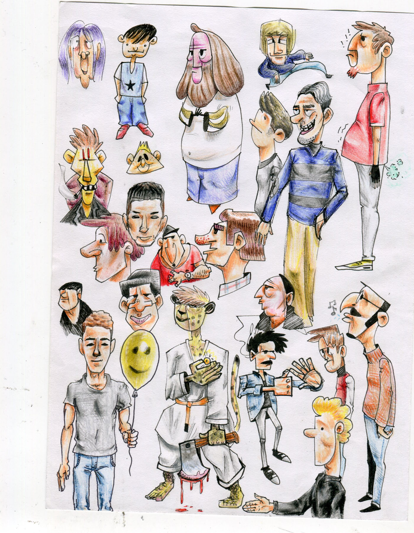 characters ink colors pencils caricature   portrait Cartoony