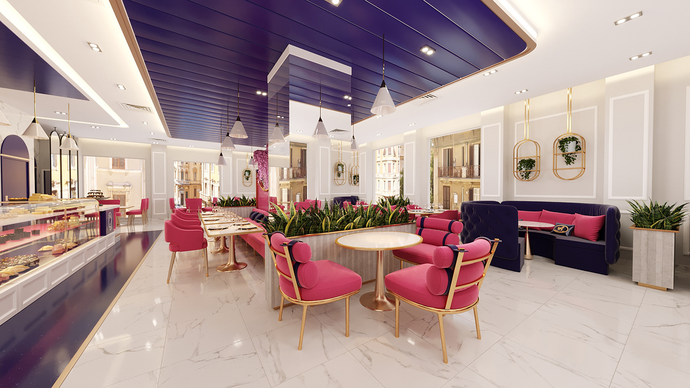 3ds max cafe Cafe design interior design  ladies Qatar restaurant special visualization