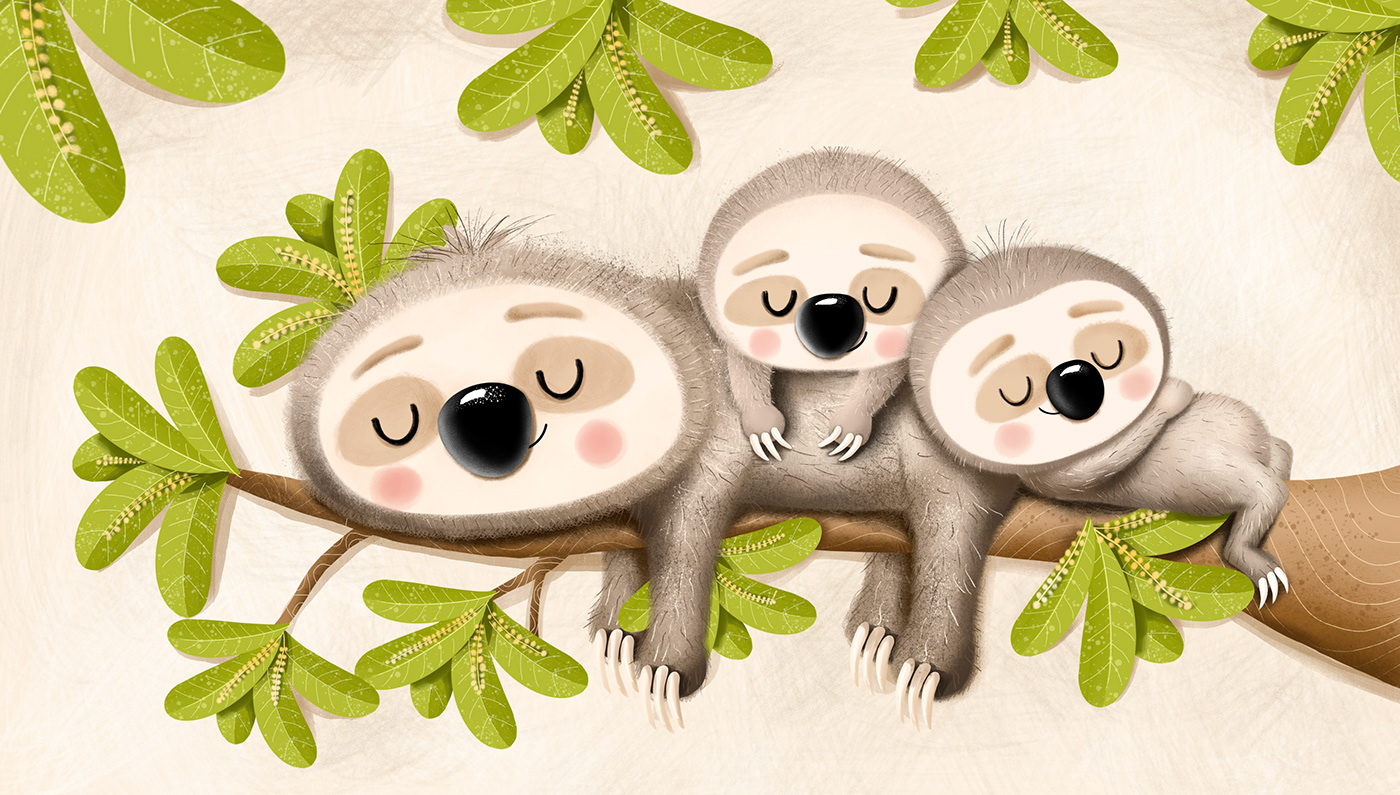 animals Character Character design  children illustration cute Digital Art  ILLUSTRATION  sloth sticker