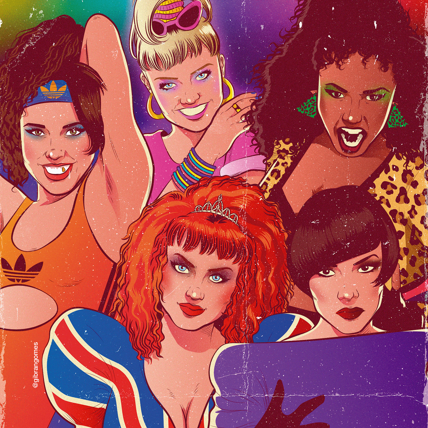 80s Drawing  ILLUSTRATION  music pop Pop Art pop culture spice girls vector vintage
