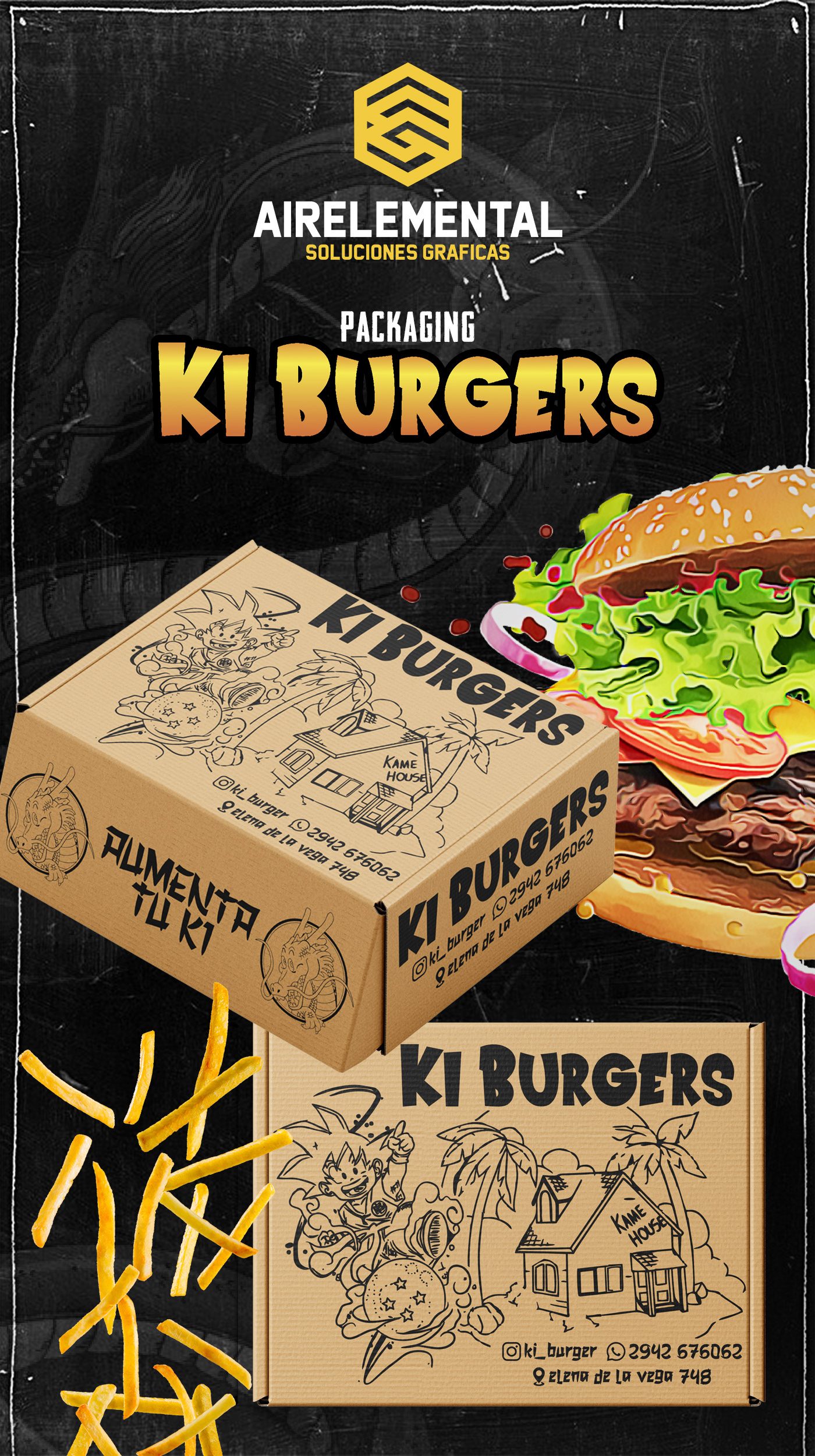Packaging packaging design graphics design diseño gráfico dragon ball z dragon ball Hamburgesas burger argentina neuquen