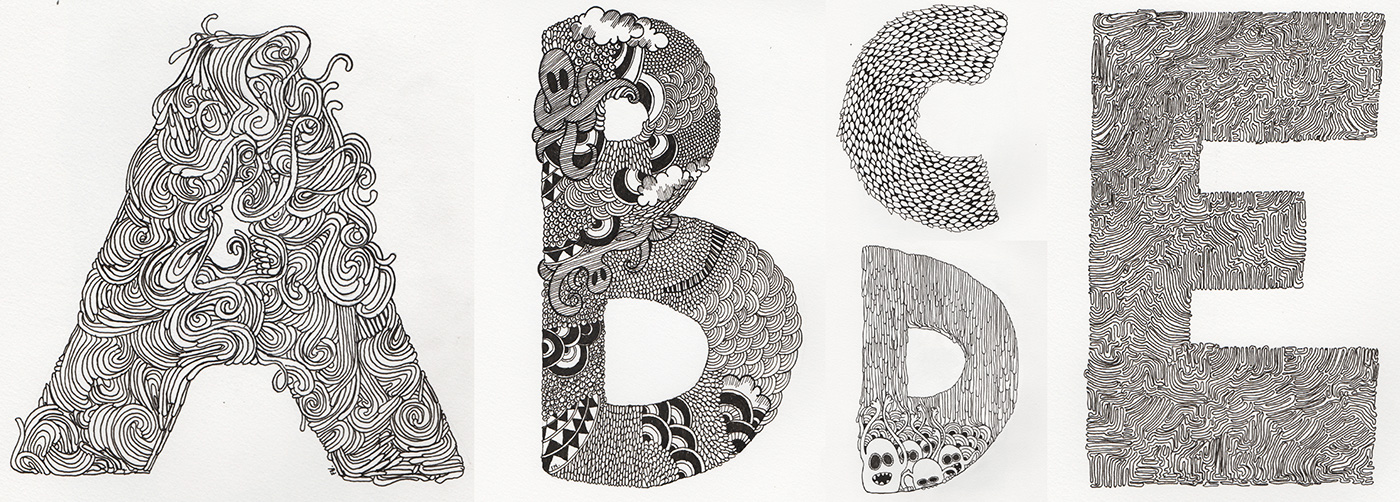 alphabets typo inked illustrations
