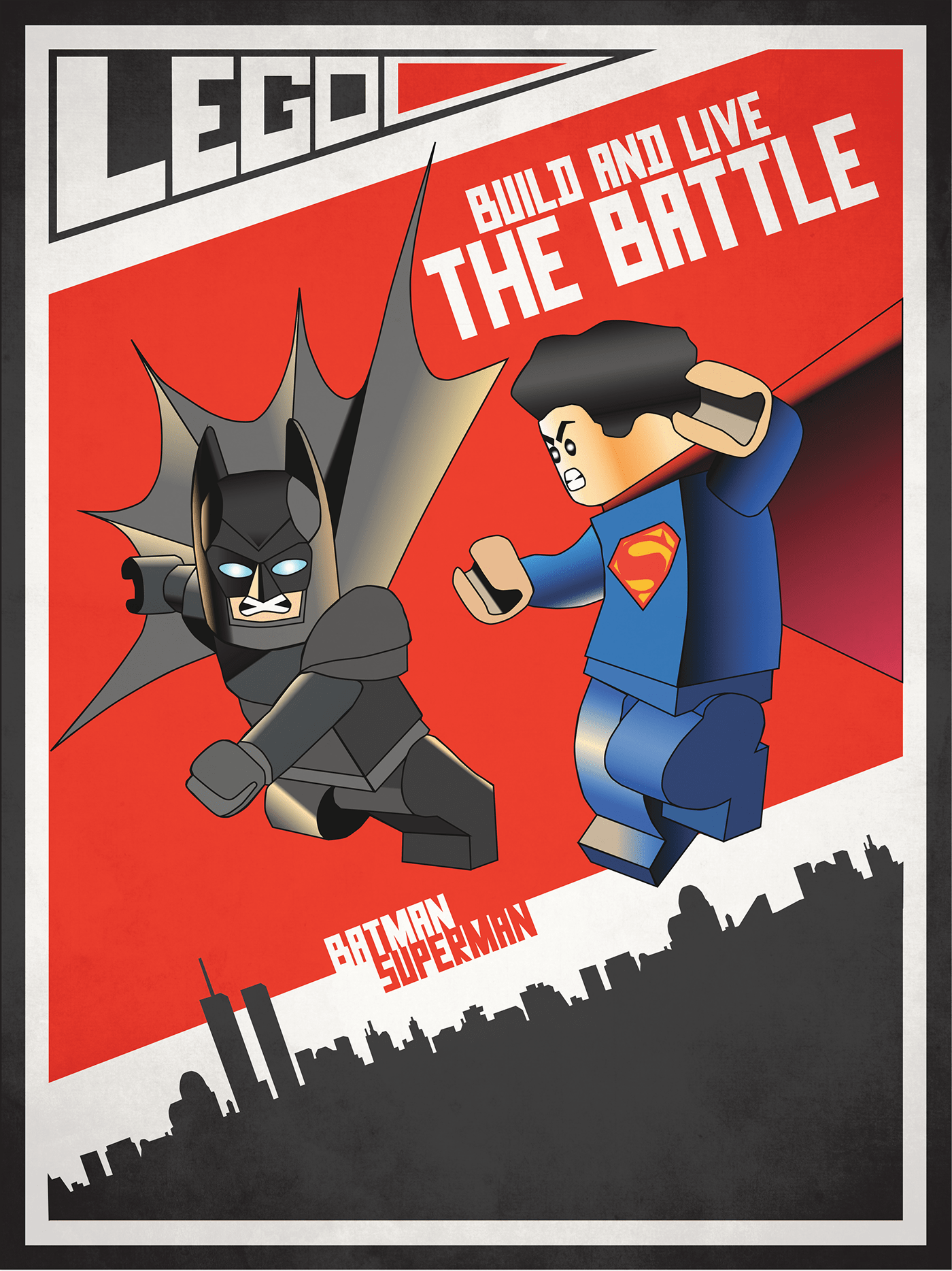 LEGO affiche graphisme batman superman illustartion