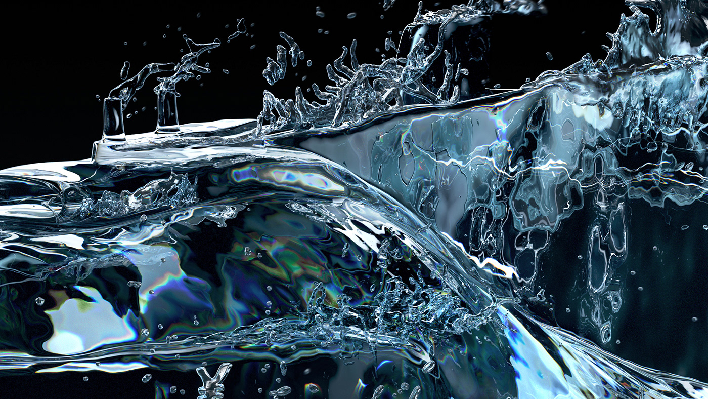 3D car CGI design Racing simulation visual water Liquid splash