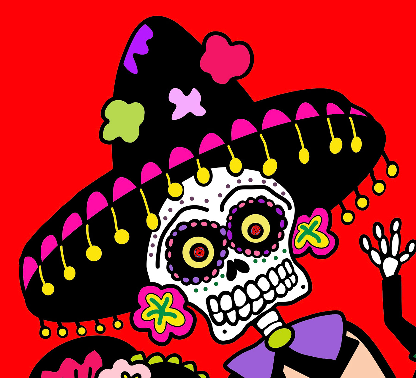 mexico DayoftheDead diadelosmuertos skull skeleton bones vector digital illustration art Character design 