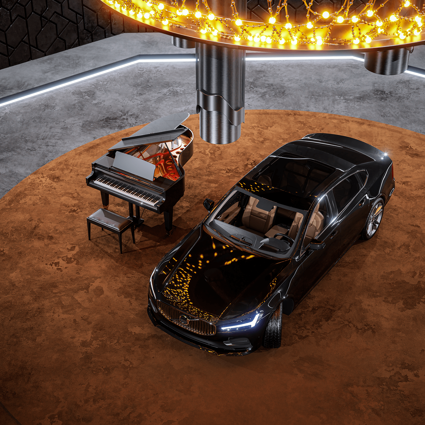 3D automotive   Bowers and Wilkins CGI concert Render s90 Unreal Engine visualization Volvo