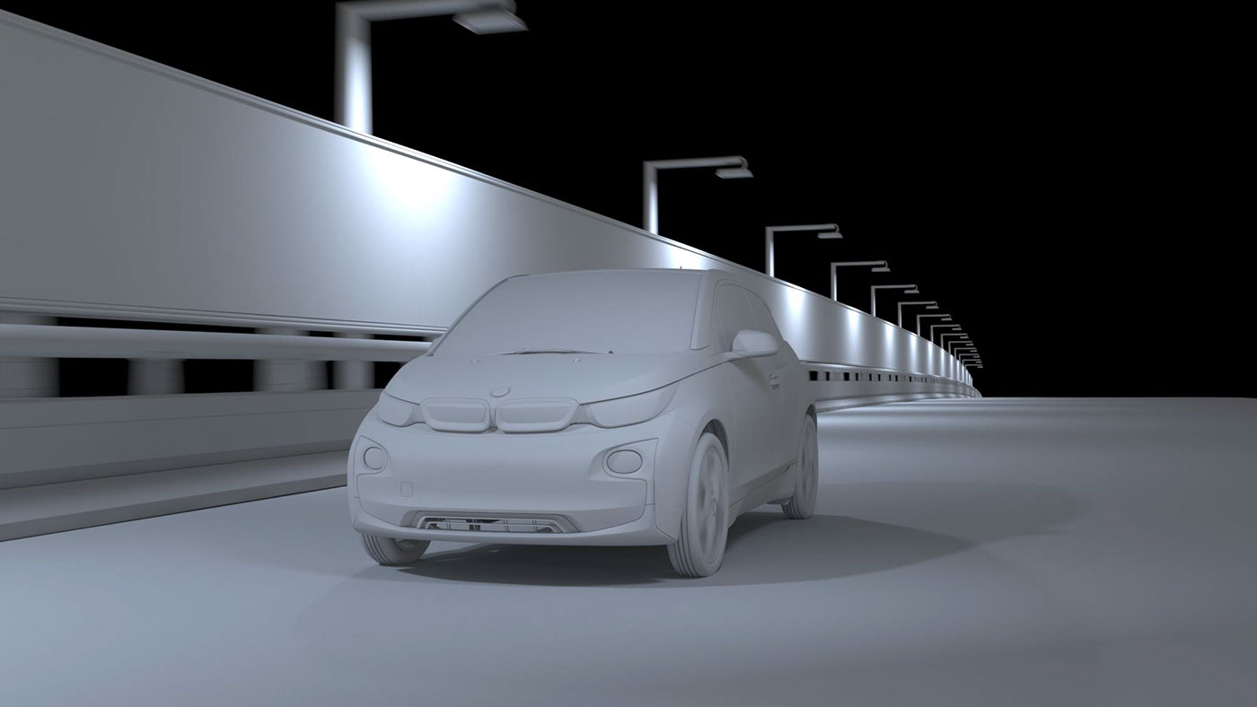 BMW car night billboard motion blur 3D Digital Art 