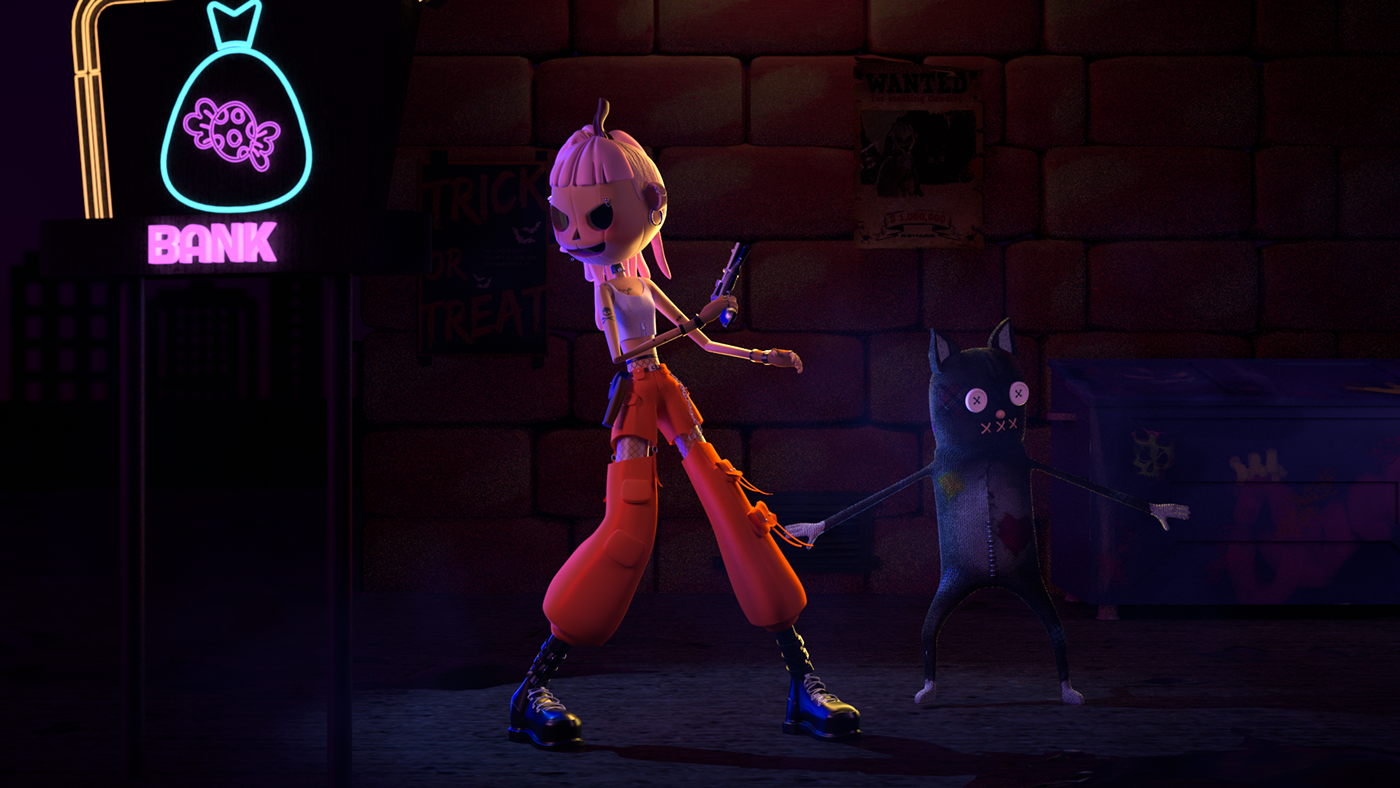 motion graphic animation  Character characterdesign VDAS arnold c4d Halloween motion ILLUSTRATION 