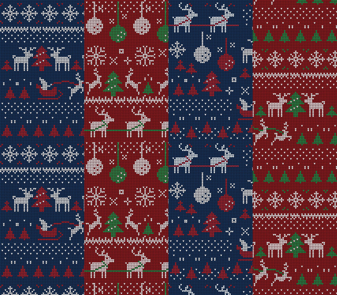 A selection of free patterns featuring classic "Ugly Sweater" des...