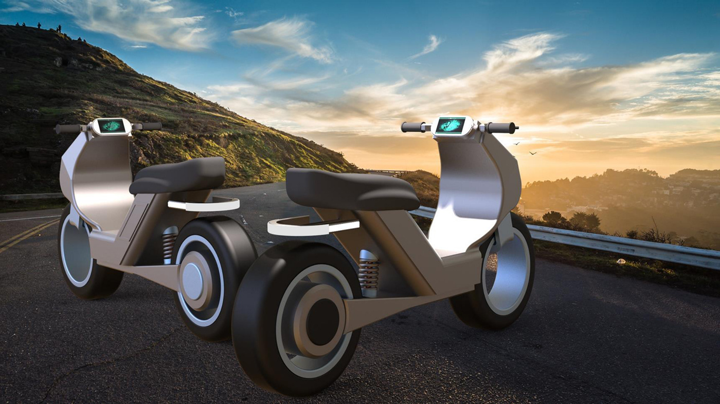 automotive   bikedesign concept electric vehicle industrial design  Procreate Render transportation