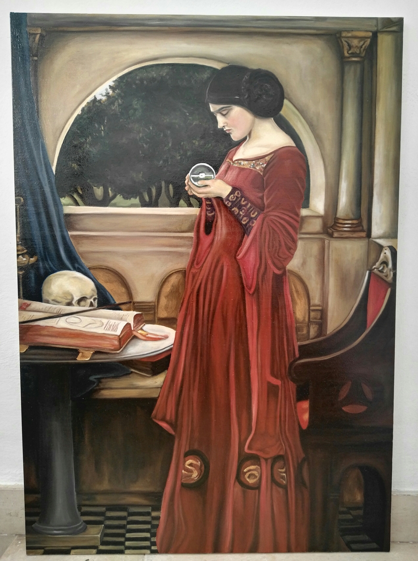 oilpaint paint woman donna sfera cristalli Waterhouse dipinto