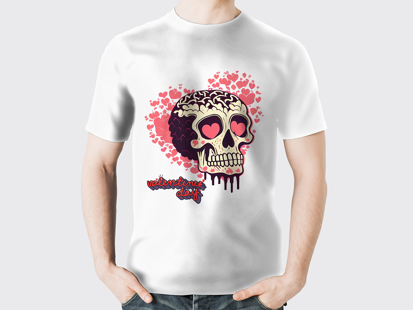 scull Love valentines day heart tshirt t-shirt Tshirt Design