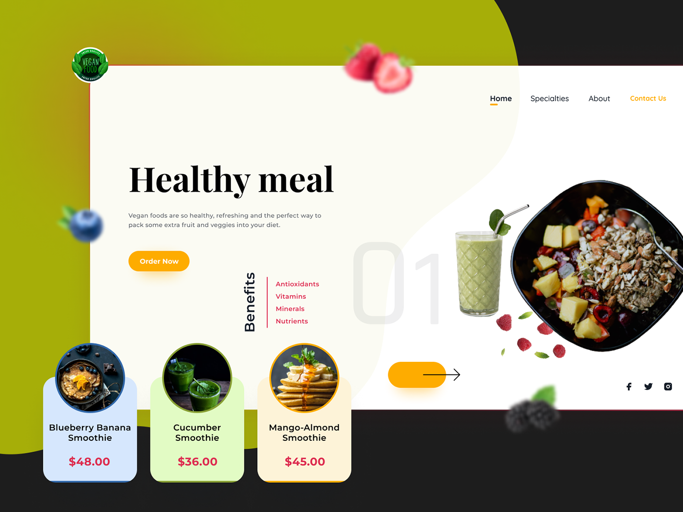 Advertising  banner Food  natural organic restaurant user interface vegan Vegetarian Web Design 