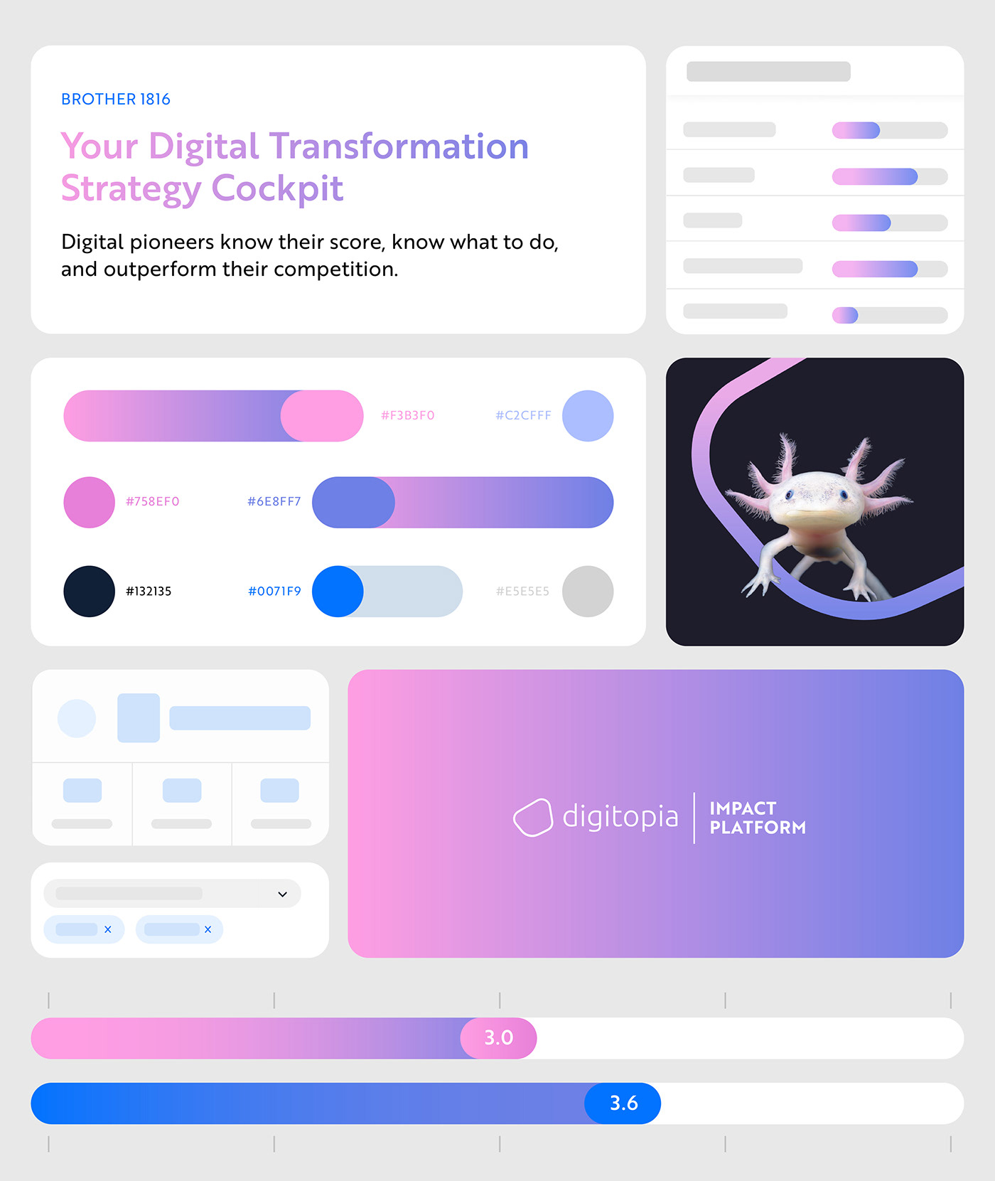 UI Kit for desktop app. Digital product interface design with infographics.