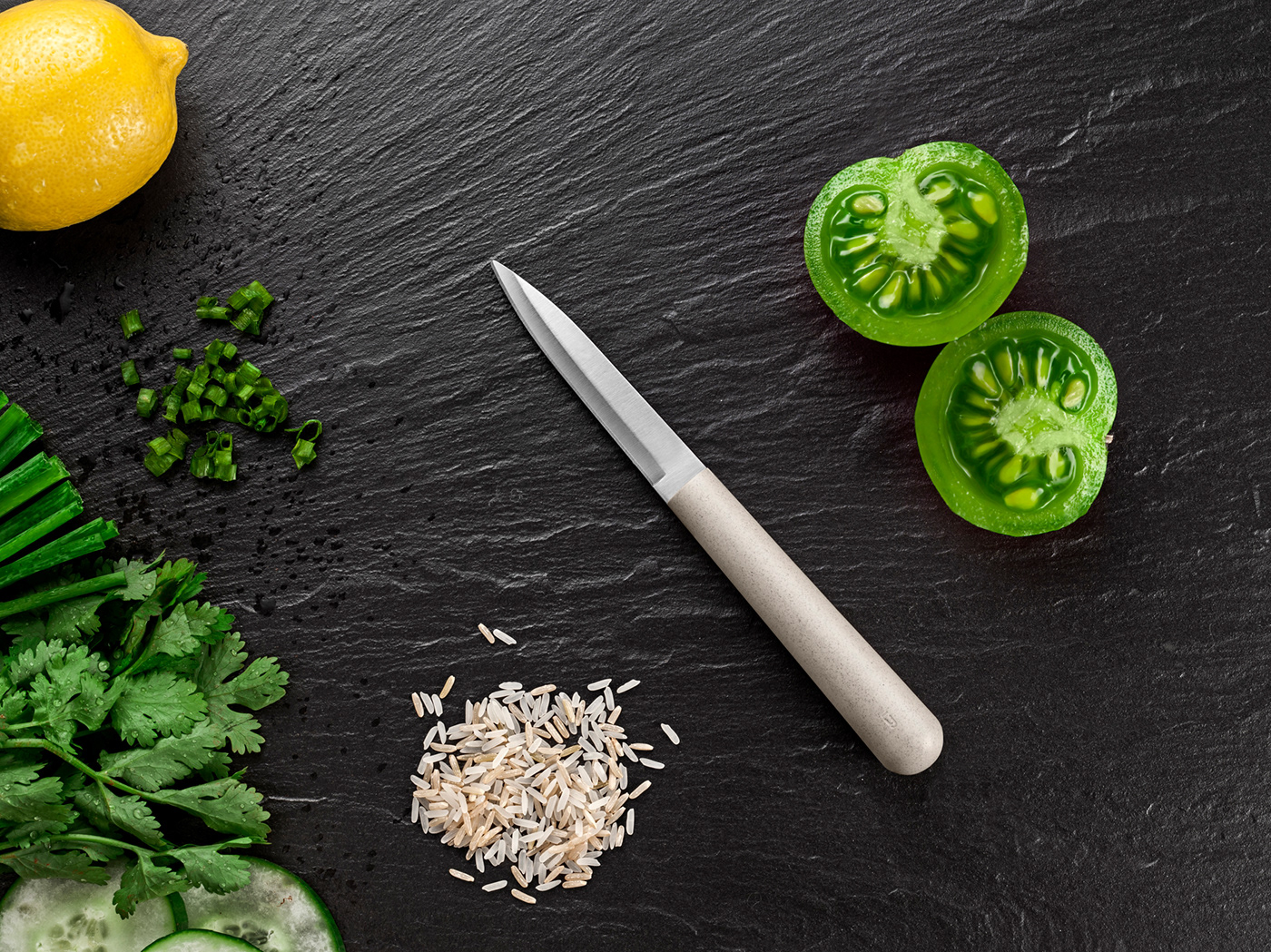 kitchen knife Rice Composite Sustainable 3RV Kitchen wares product design  peeler sustainable material