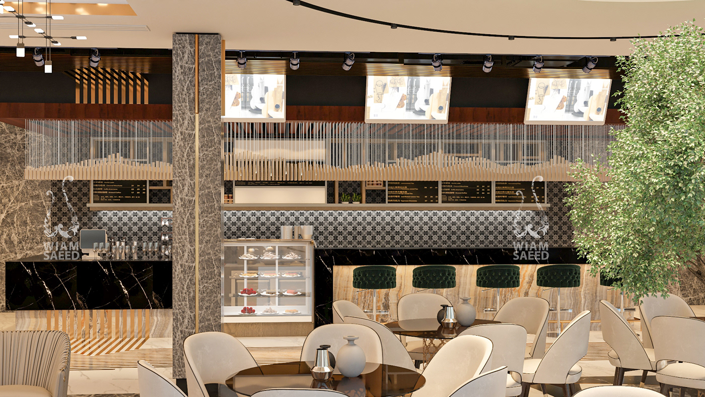 architecture art cafe design hotel Intercontinental Interior Render restaurant vray