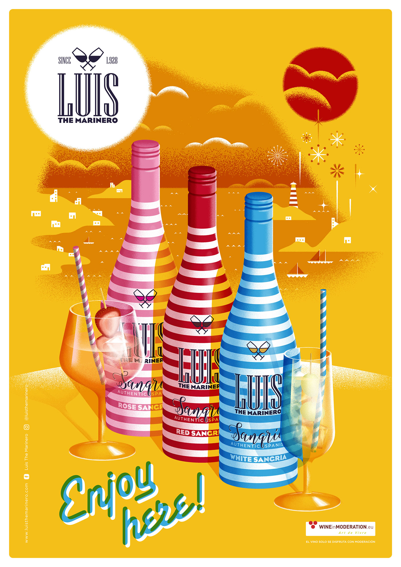 poster Advertising  ILLUSTRATION  graphic design  alcohol summer sangría Retro