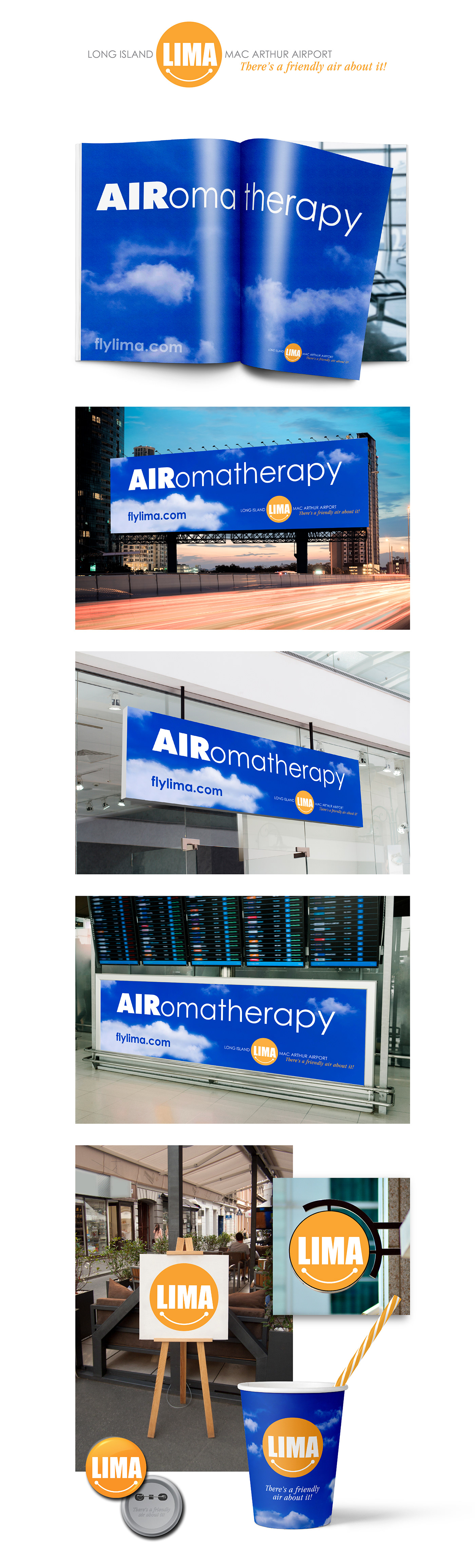 Long Island Mac Arthur Airport logo design, branding, OOH and advertising campaign proposal