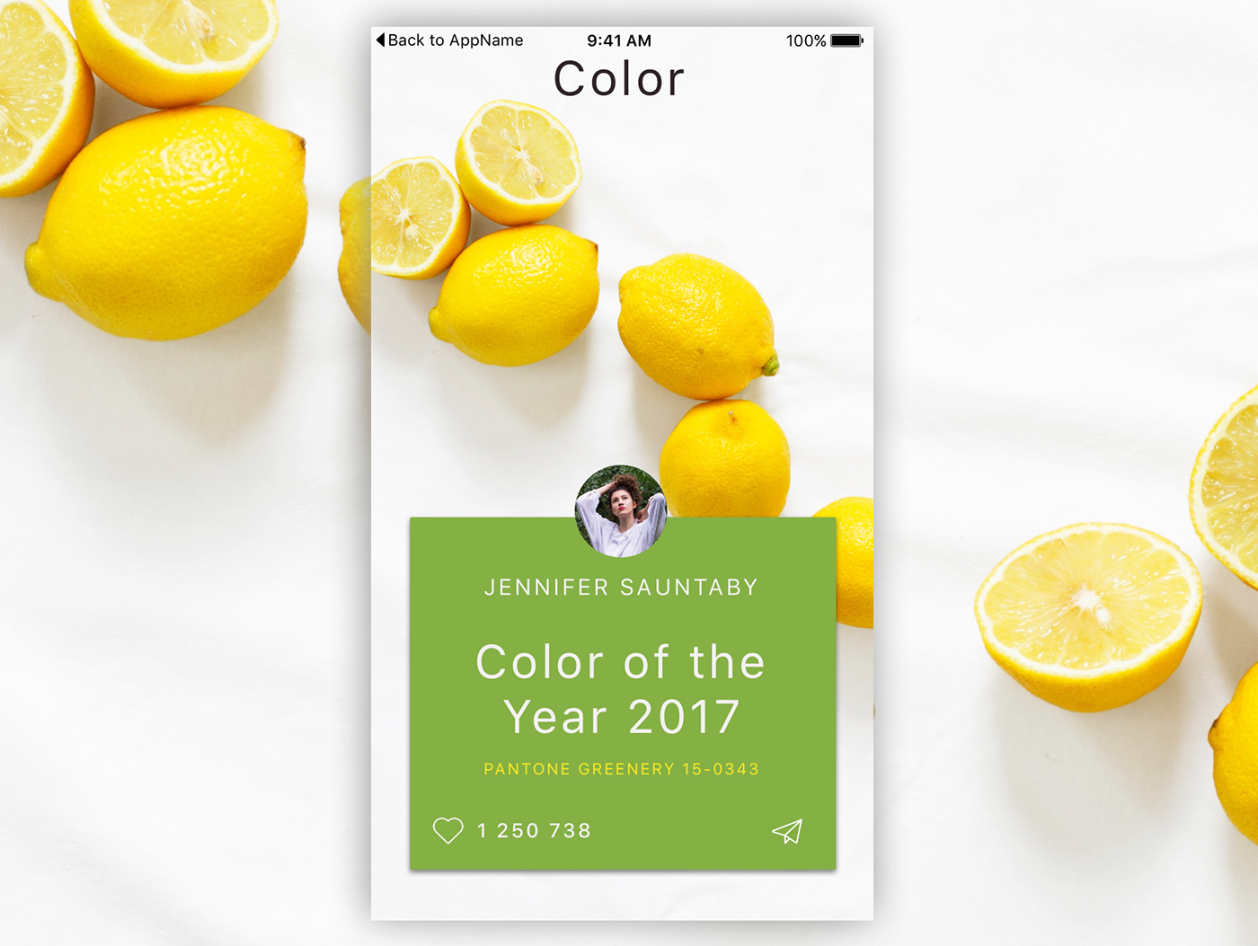 color 2017 pantone Mobile Application app lemon green yellow Fruit citrus greenery