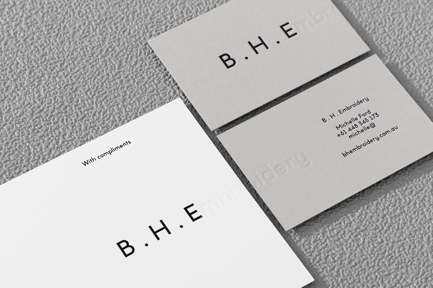 Stationery letterpress colorplan black and white grey business card letterhead With Compliments Slip emboss