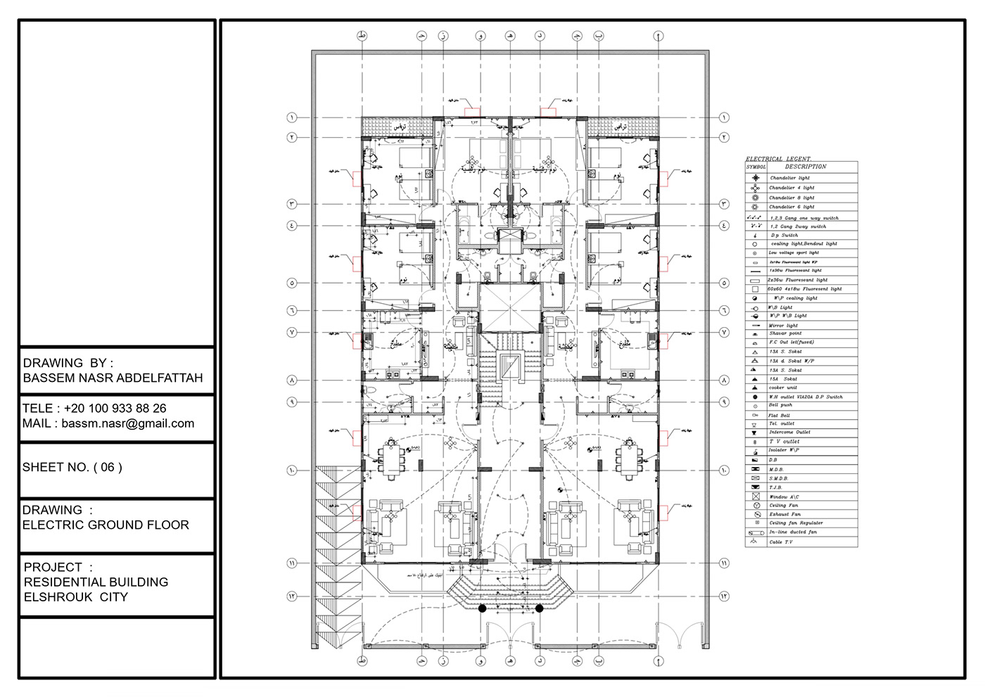 shopdrawing design residential cad architecture 2D building Elevation electric AutoCAD