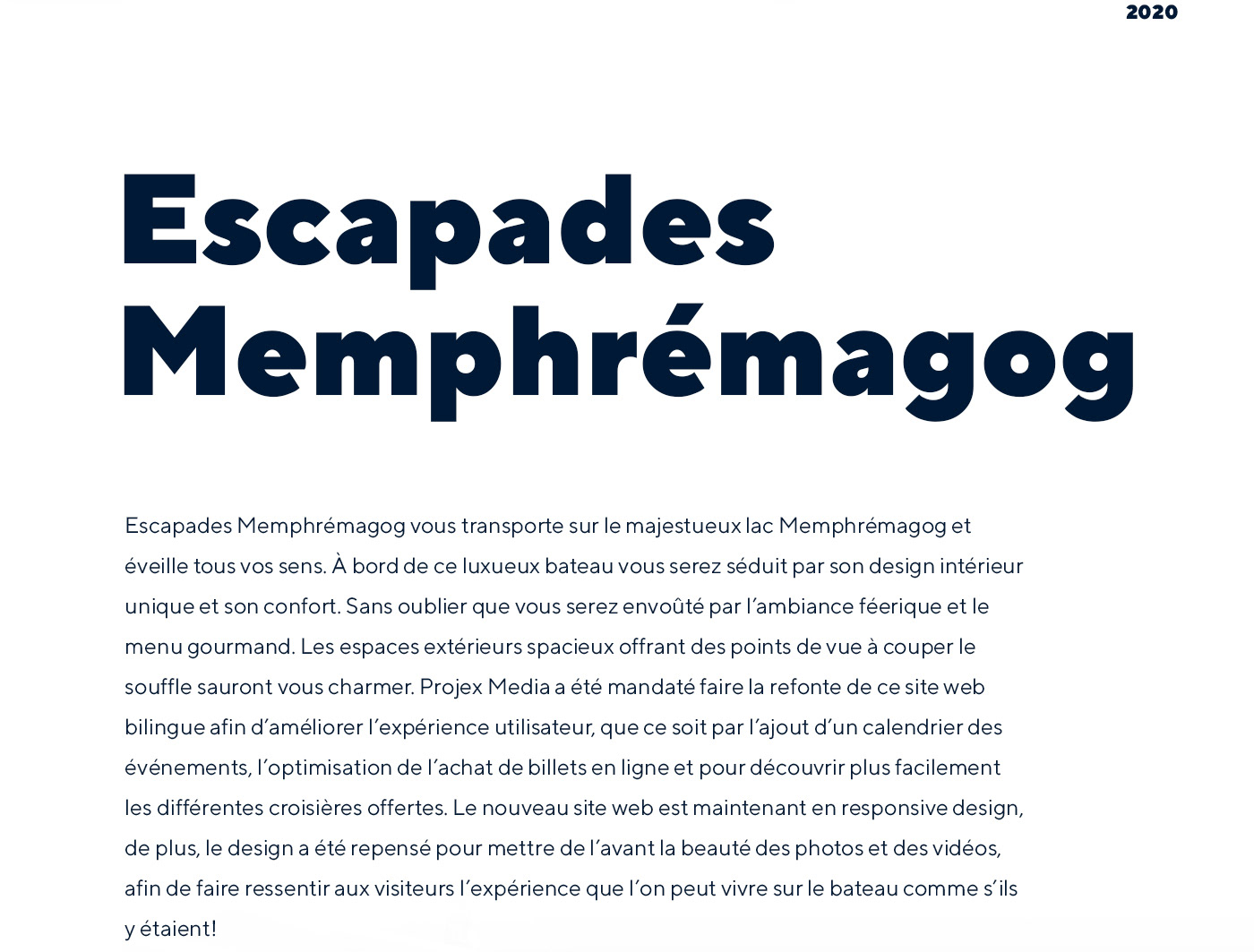 conception site web croisières design web escapades memphrémagog projex media site web tourisme magog creation graphisme wordpress