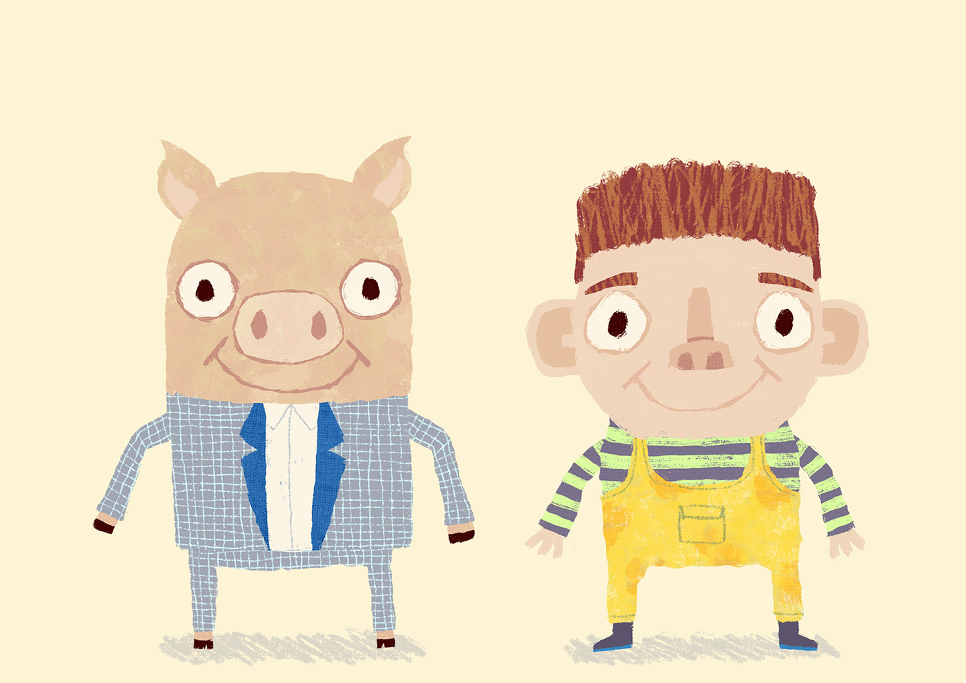 pig boy characters clothes Affinity draw texture brush animal print and pattern