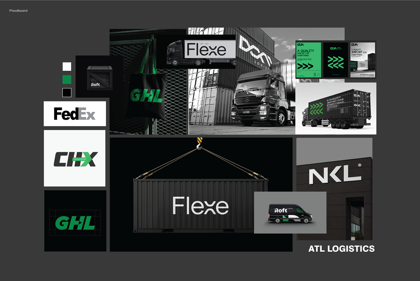 Logistics brand identity visual identity branding  logo graphic design  Transport green Cargo
