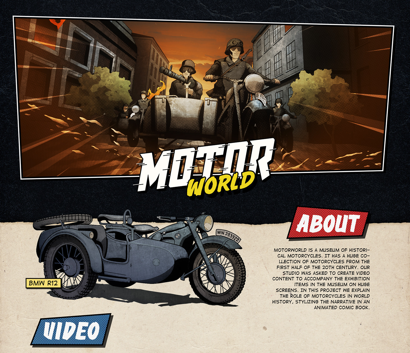 2D comic Digital Art  Exhibition  history motorbike motorcycle museum parallax redmedved