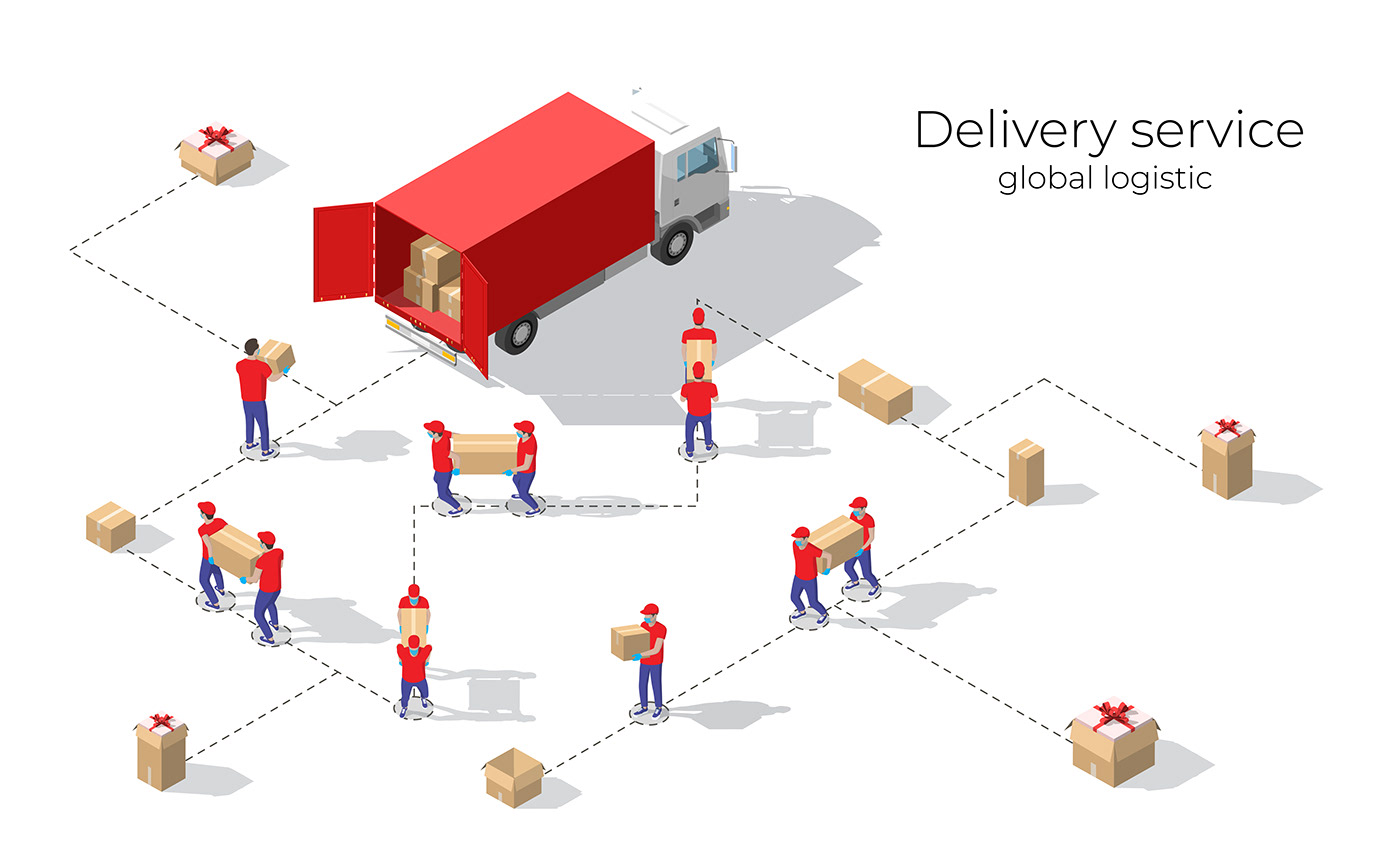 animation  boxes Cargo delivery design Isometric motion online Shopping vector