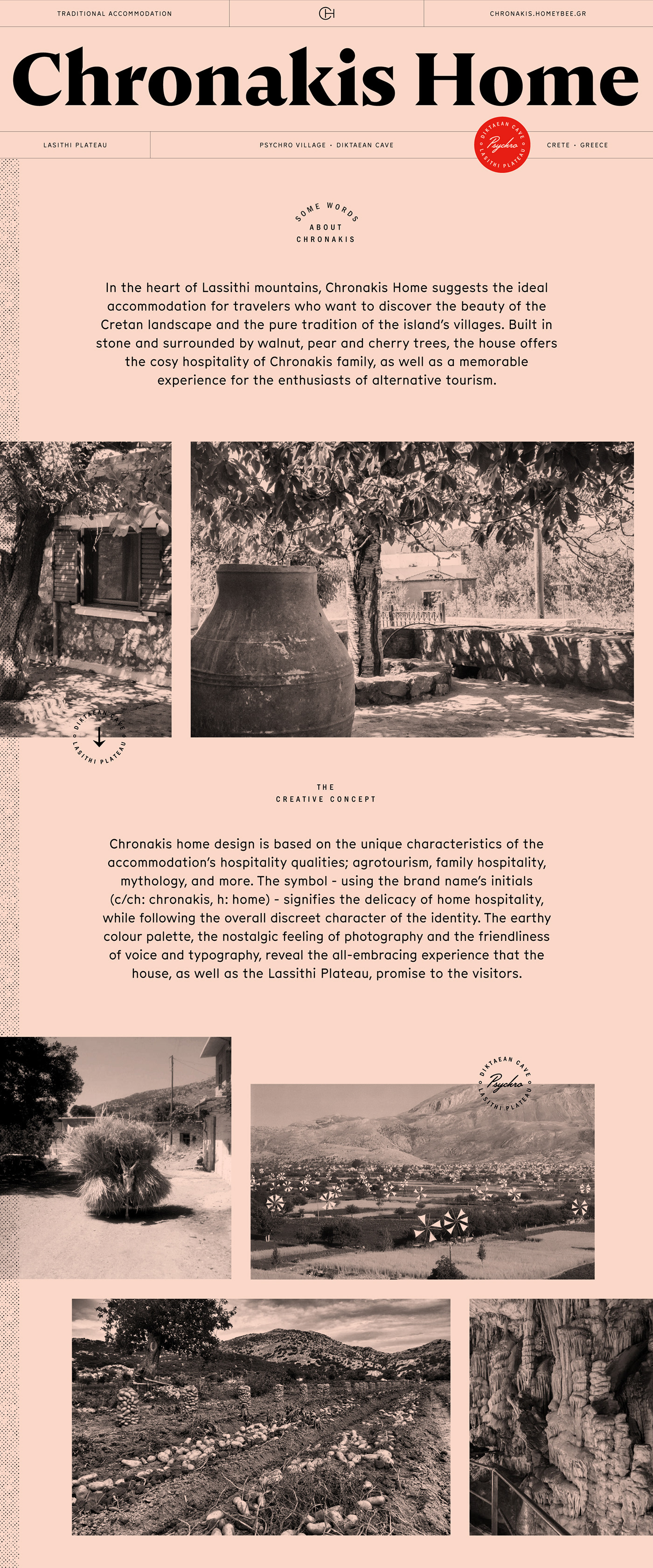 Accommodation agrotourism airbnb branding  brochure editorial design  Greece short stay apartment Travel vintage