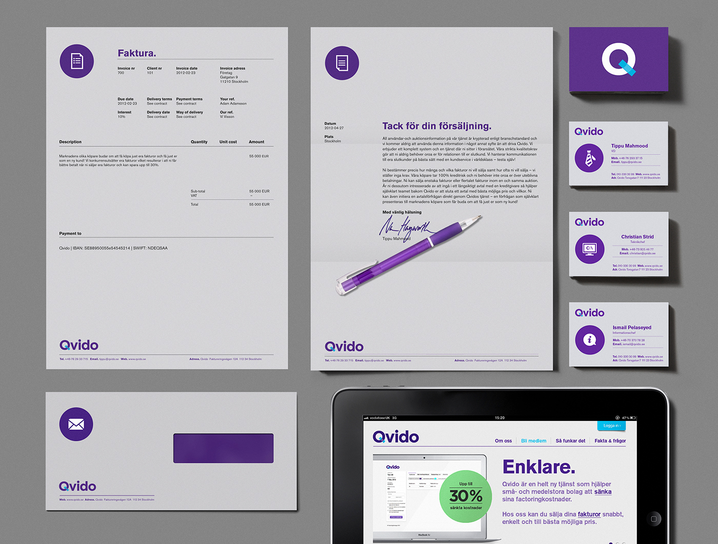 Qvido factoring icons purple Stationery planet creative grey invoice identity iconography