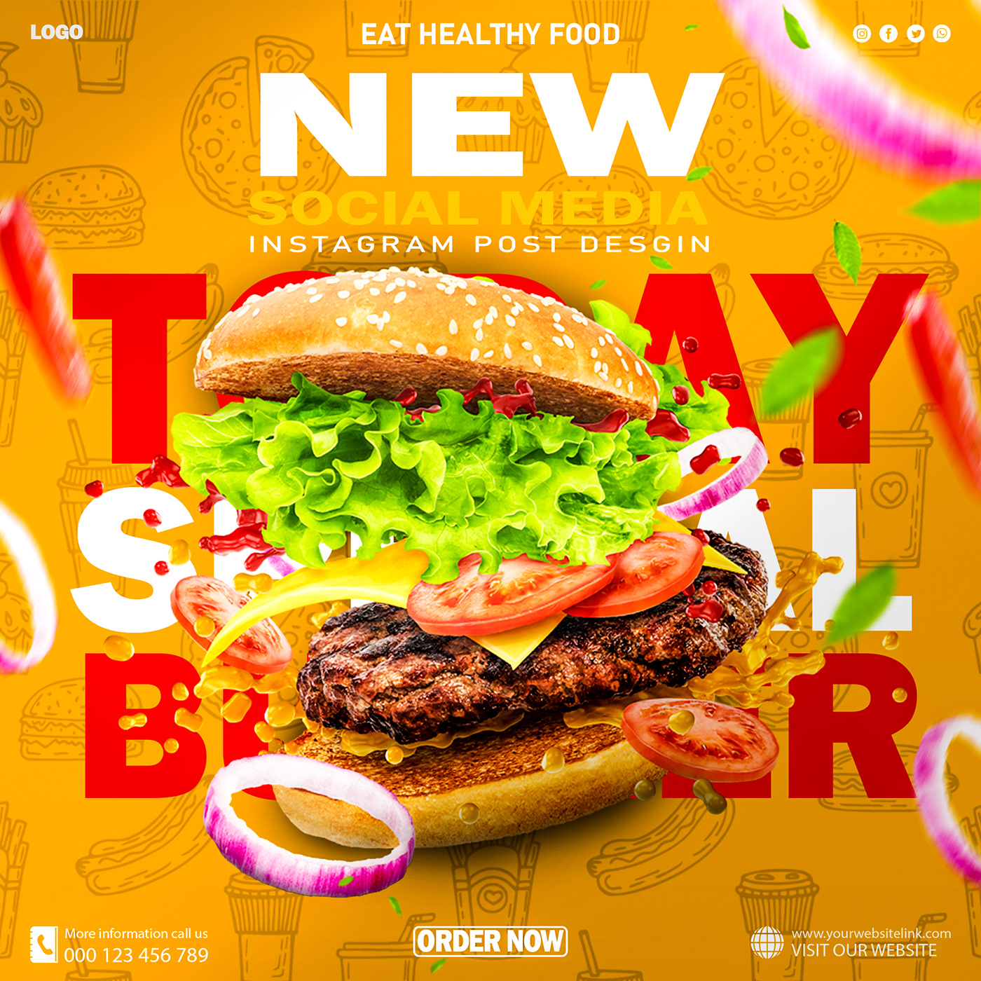 Food  burger Social media post Graphic Designer Socialmedia ads designer banner Flyer Design poster