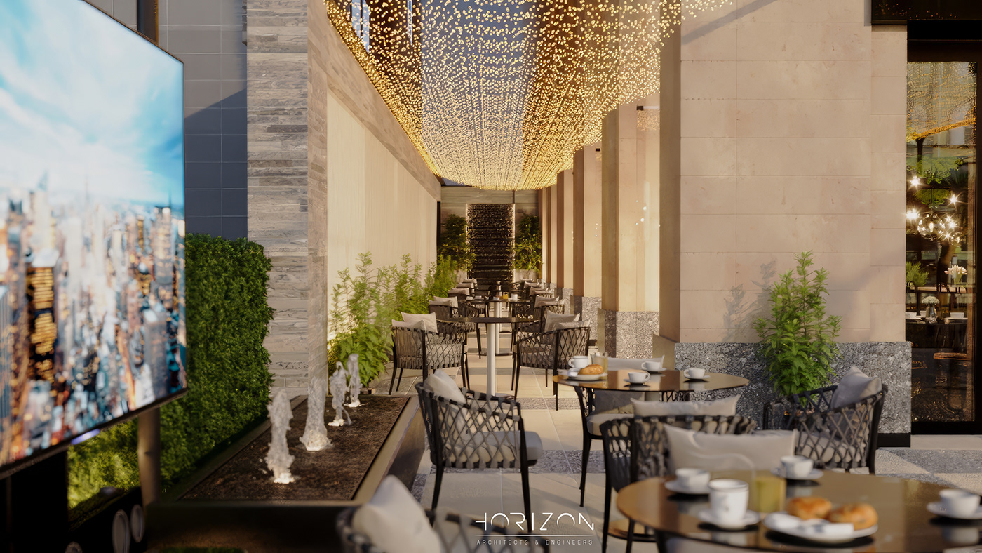 restaurant 3D Render corona 3ds max architecture vray interior design  modern archviz