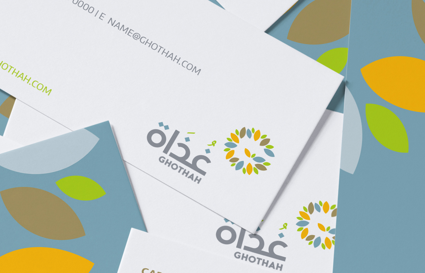 brand identity Stationery riyadh Mockup green blue saudiarabia UAE letterhead business card