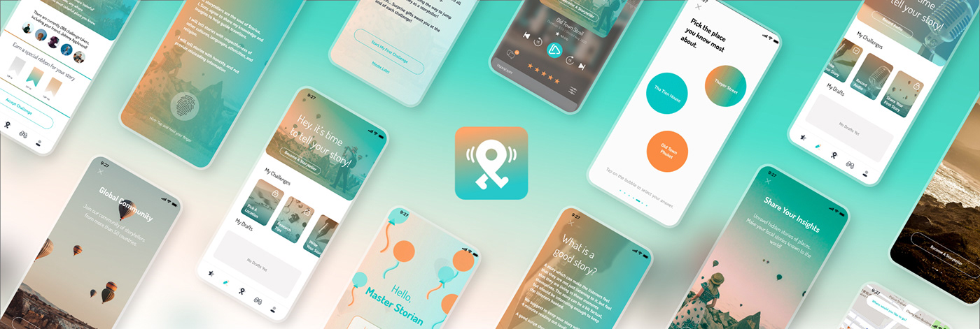 UI ux UX Case Study Audio Guide Onboarding story Travel App