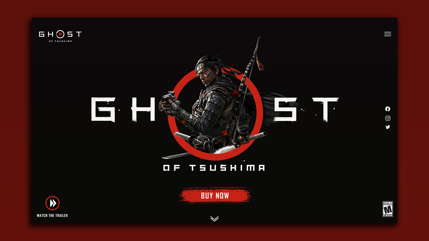 ghost of tsushima photoshop Ps4 UI Web Design  Website