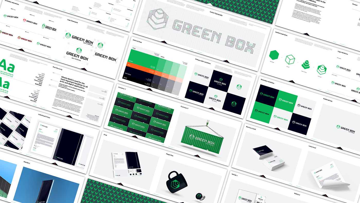 branding  construct design green grid Icon industrial logo Rebrand self storage