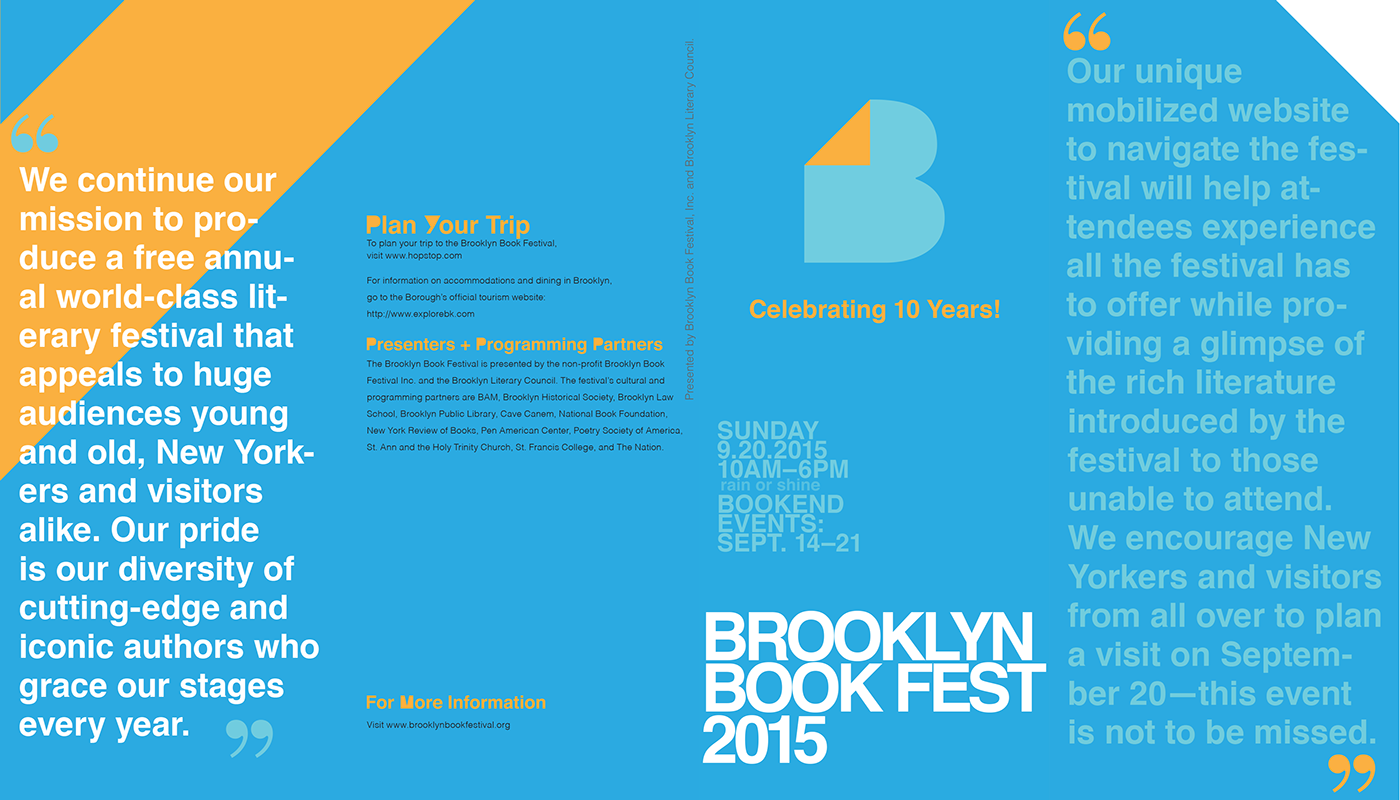Brooklyn book festival identity system logo announcement poster postcard brochure pamphlet design Layout SAIC print