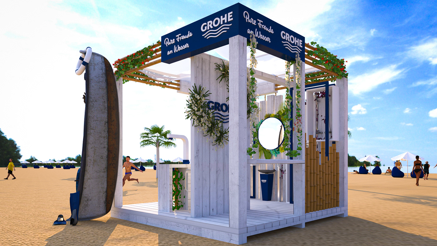 activation Advertising  beach booth branding  Event grohe Stand summer