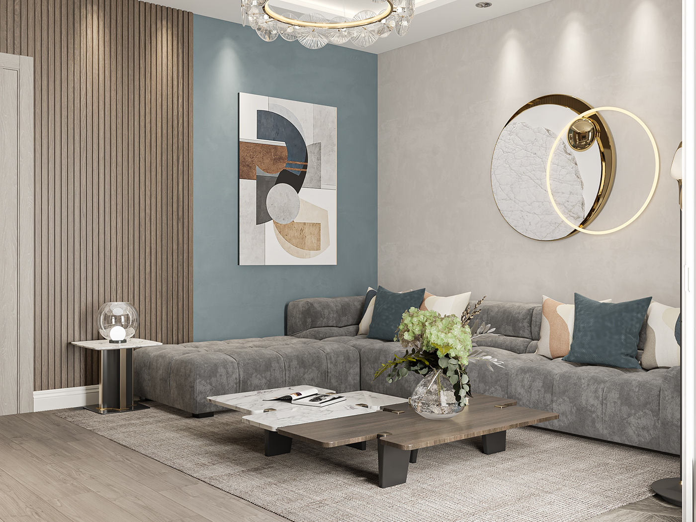 3D art design furniture Interior led living room sofa tv TVWALL
