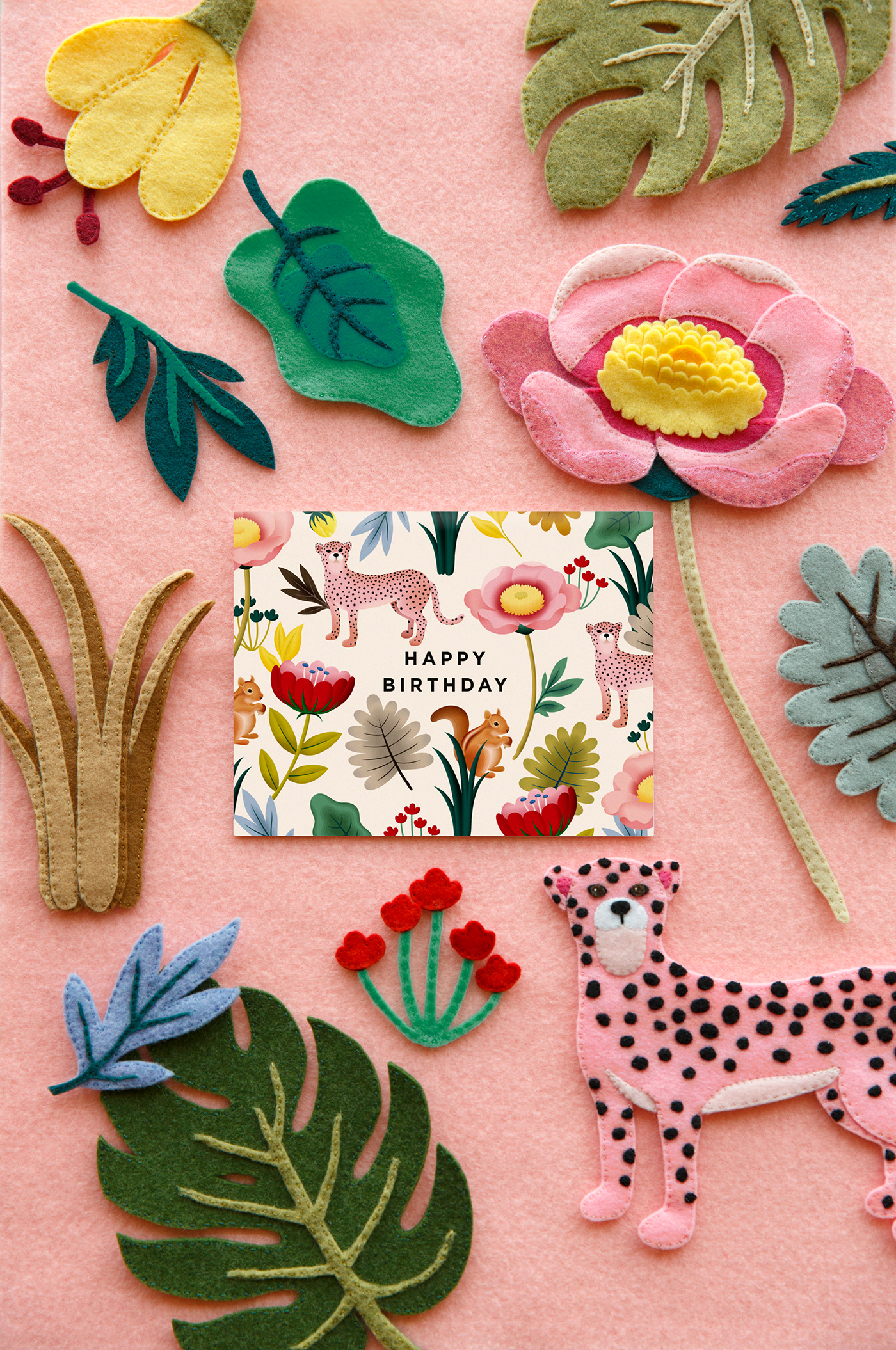 animal illustration floral pattern graphic design  greeting card ILLUSTRATION  Stationery