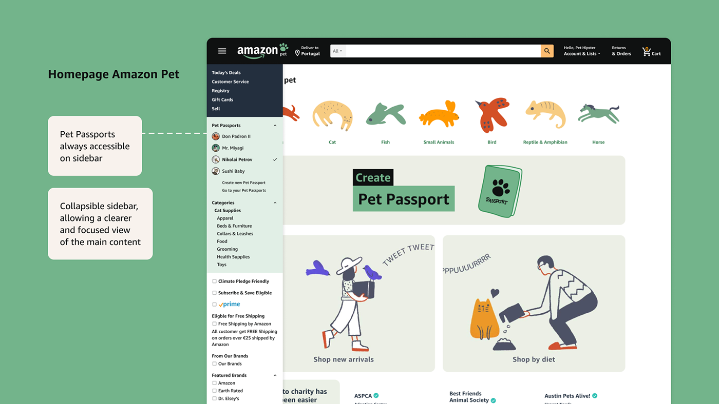 Amazon Pet - Homepage / Landing page