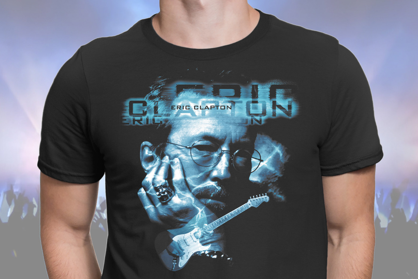 Eric Clapton t-shirt psychedelic concert merchandise tour guitar lettering Rock Art