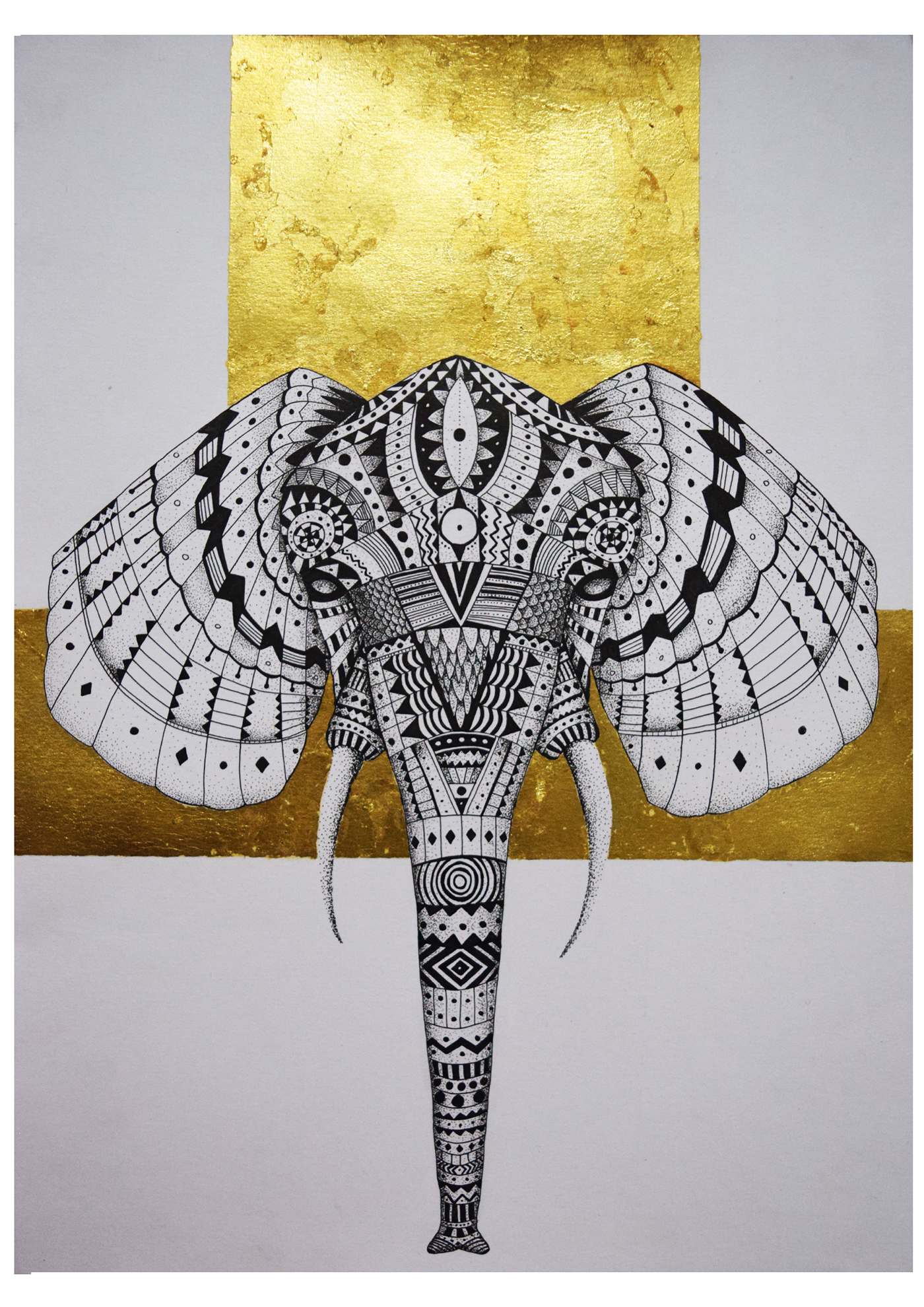 elephant gold geometry elefante dorado geometria